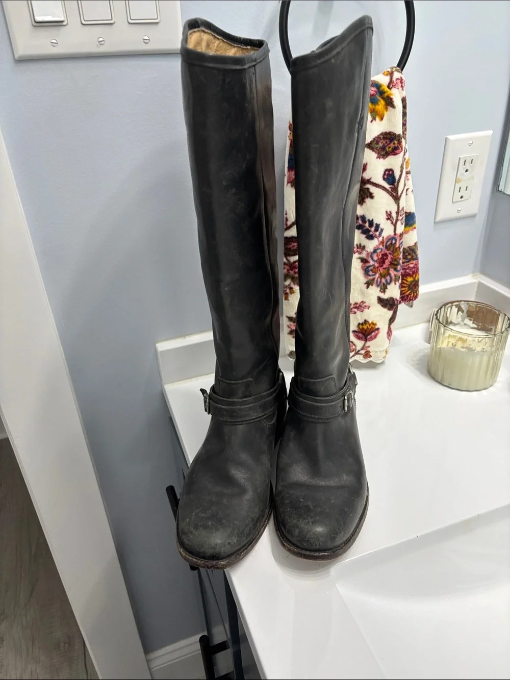 Frye Black Over-the-Knee Leather Riding Boots